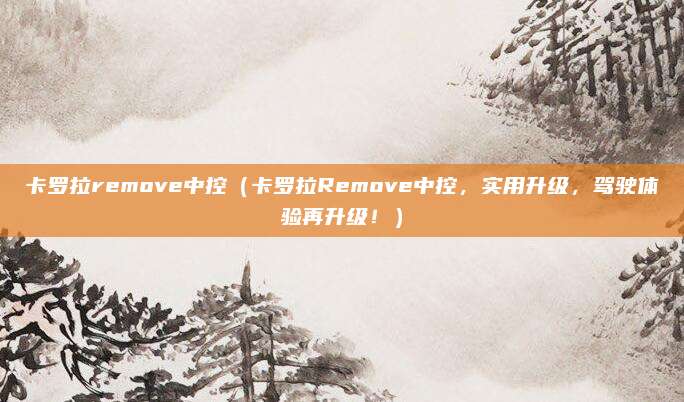 卡罗拉remove中控（卡罗拉Remove中控，实用升级，驾驶体验再升级！）