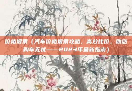 价格搜索（汽车价格搜索攻略，高效比价，助您购车无忧——2023年最新指南）