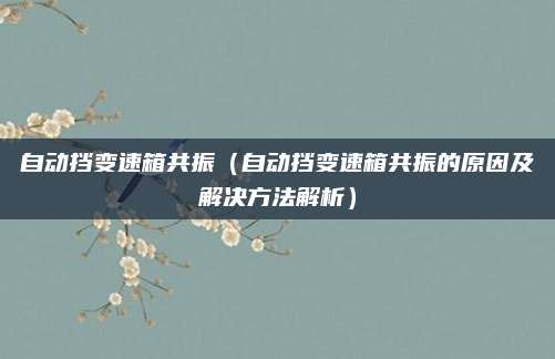 自动挡变速箱共振(自动挡变速箱共振的原因及解决方法解析)