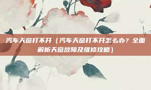 汽车天窗打不开(汽车天窗打不开怎么办?全面解析天窗故障及维修攻略)