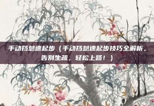 手动挡怠速起步(手动挡怠速起步技巧全解析,告别生疏,轻松上路!)