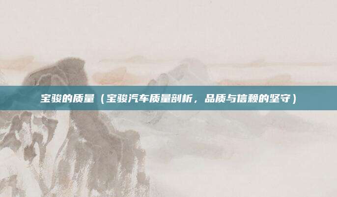 宝骏的质量(宝骏汽车质量剖析,品质与信赖的坚守)