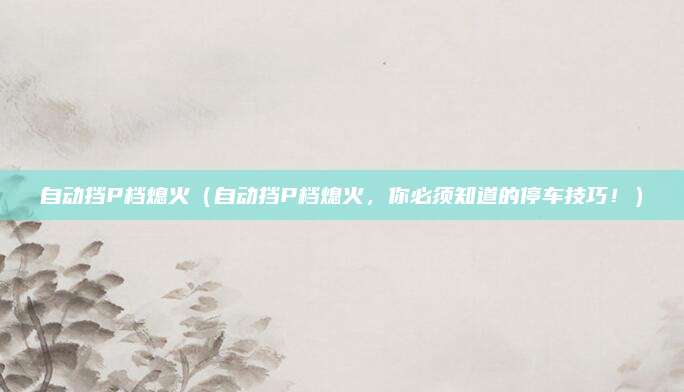 自动挡P档熄火（自动挡P档熄火，你必须知道的停车技巧！）