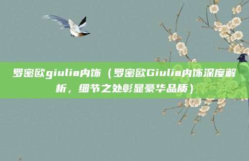 罗密欧giulia内饰(罗密欧Giulia内饰深度解析,细节之处彰显豪华品质)