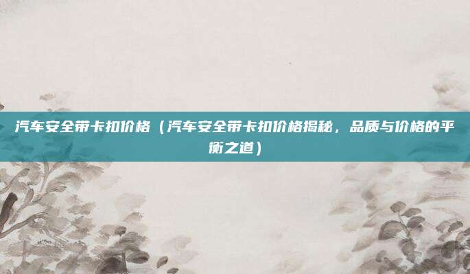 汽车安全带卡扣价格(汽车安全带卡扣价格揭秘,品质与价格的平衡之道)