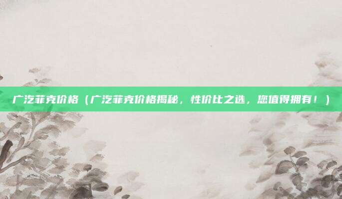 广汔菲克价格（广汔菲克价格揭秘，性价比之选，您值得拥有！）