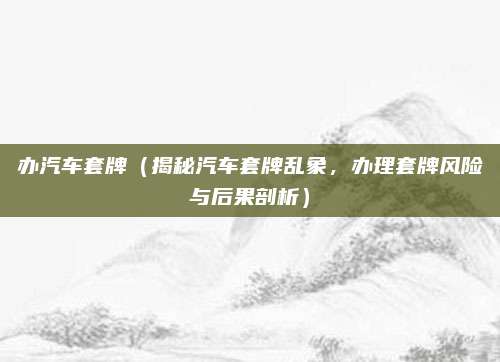 办汽车套牌（揭秘汽车套牌乱象，办理套牌风险与后果剖析）