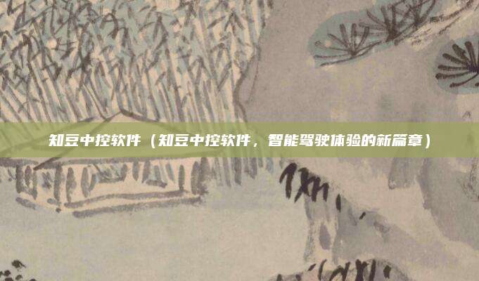 知豆中控软件(知豆中控软件,智能驾驶体验的新篇章)