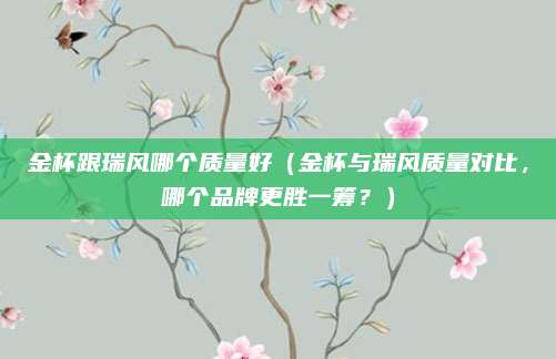 金杯跟瑞风哪个质量好(金杯与瑞风质量对比,哪个品牌更胜一筹?)