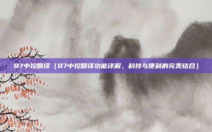 Q7中控翻译(Q7中控翻译功能详解,科技与便利的完美结合)