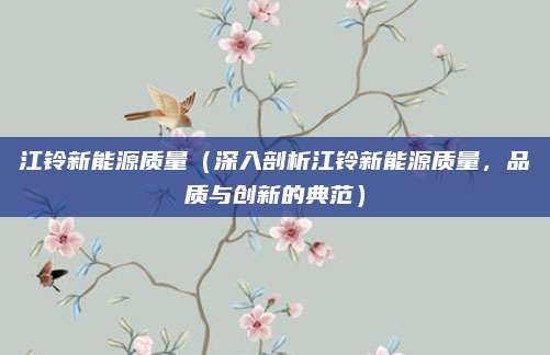 江铃新能源质量(深入剖析江铃新能源质量,品质与创新的典范)