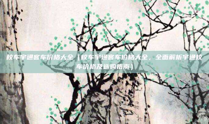 校车宇通客车价格大全(校车宇通客车价格大全,全面解析宇通校车价格及选购指南)