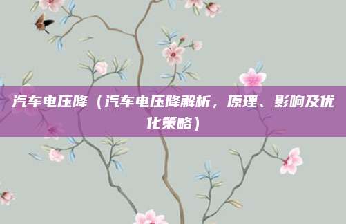 汽车电压降（汽车电压降解析，原理、影响及优化策略）