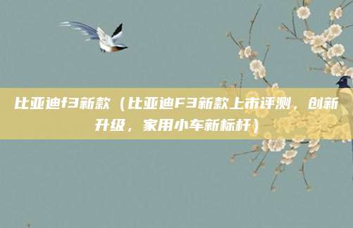 比亚迪f3新款(比亚迪F3新款上市评测,创新升级,家用小车新标杆)