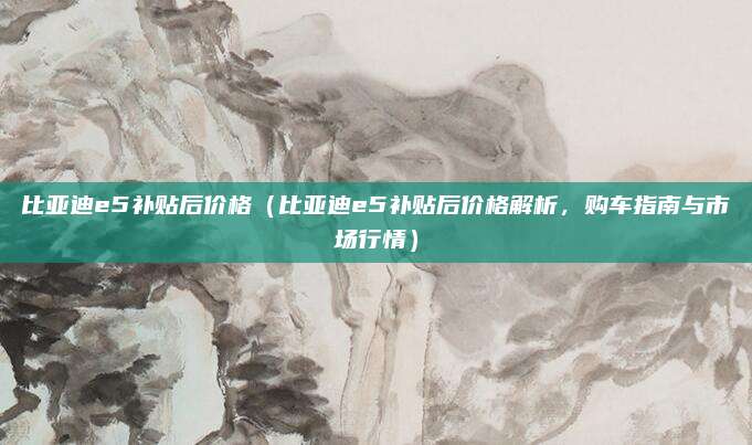 比亚迪e5补贴后价格(比亚迪e5补贴后价格解析,购车指南与市场行情)