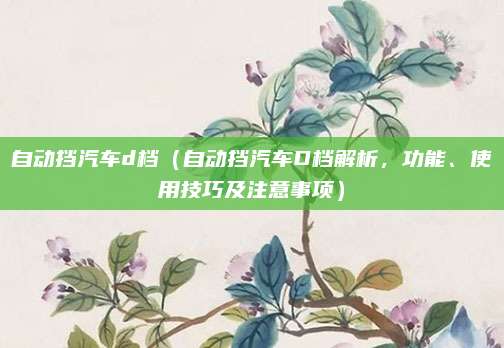 自动挡汽车d档(自动挡汽车D档解析,功能、使用技巧及注意事项)