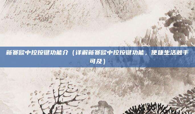 新赛欧中控按键功能介(详解新赛欧中控按键功能,便捷生活触手可及)