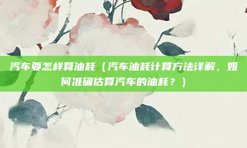汽车要怎样算油耗(汽车油耗计算方法详解,如何准确估算汽车的油耗?)