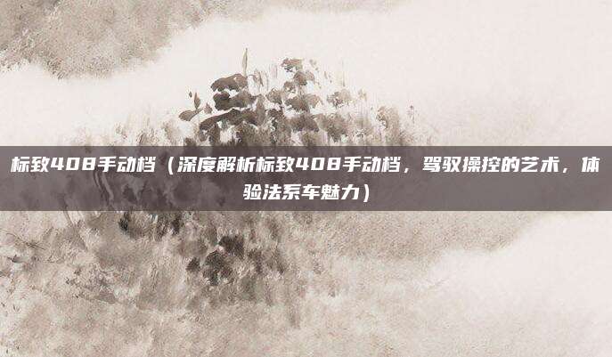 标致408手动档(深度解析标致408手动档,驾驭操控的艺术,体验法系车魅力)