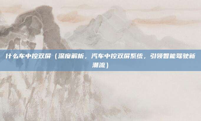 什么车中控双屏(深度解析,汽车中控双屏系统,引领智能驾驶新潮流)