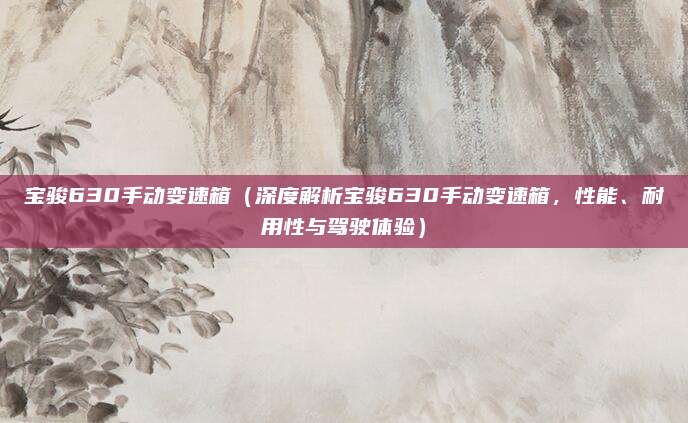 宝骏630手动变速箱（深度解析宝骏630手动变速箱，性能、耐用性与驾驶体验）