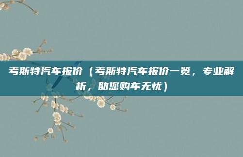 考斯特汽车报价(考斯特汽车报价一览,专业解析,助您购车无忧)