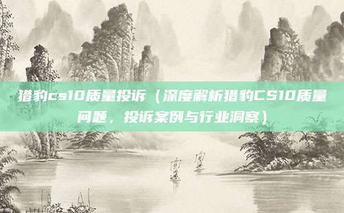 猎豹cs10质量投诉（深度解析猎豹CS10质量问题，投诉案例与行业洞察）