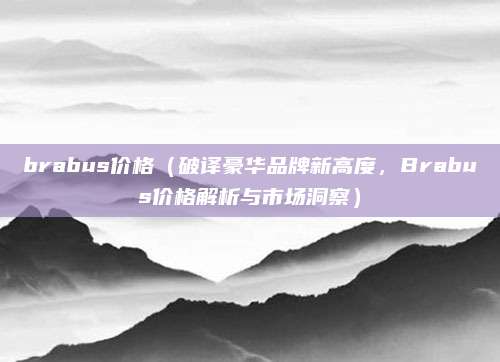 brabus价格(破译豪华品牌新高度,Brabus价格解析与市场洞察)