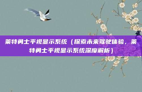 莱特勇士平视显示系统(探索未来驾驶体验,莱特勇士平视显示系统深度解析)