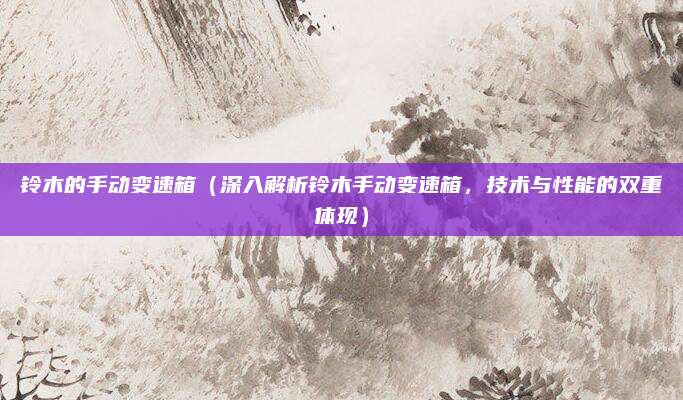 铃木的手动变速箱(深入解析铃木手动变速箱,技术与性能的双重体现)