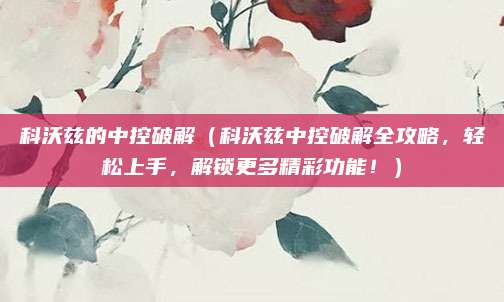 科沃兹的中控破解(科沃兹中控破解全攻略,轻松上手,解锁更多精彩功能!)