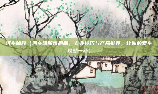 汽车除胶(汽车除胶难题解,专业技巧与产品推荐,让你的爱车焕然一新)