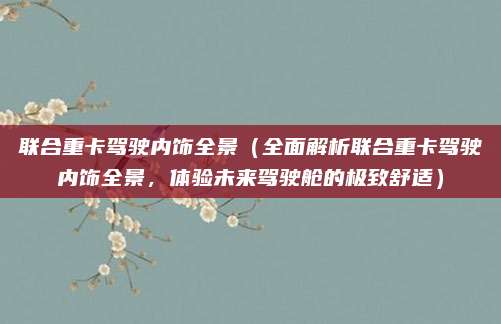 联合重卡驾驶内饰全景(全面解析联合重卡驾驶内饰全景,体验未来驾驶舱的极致舒适)