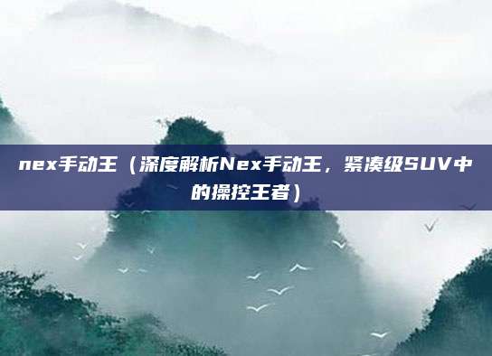 nex手动王(深度解析Nex手动王,紧凑级SUV中的操控王者)