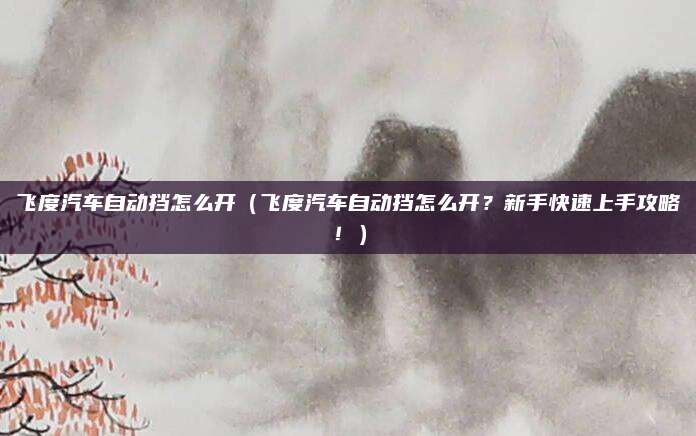 飞度汽车自动挡怎么开（飞度汽车自动挡怎么开？新手快速上手攻略！）