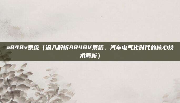 a848v系统(深入解析A848V系统,汽车电气化时代的核心技术解析)