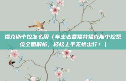 福克斯中控怎么用（车主必备福特福克斯中控系统全面解析，轻松上手无忧出行！）