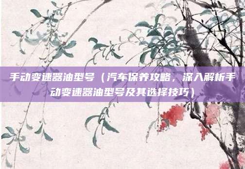 手动变速器油型号(汽车保养攻略,深入解析手动变速器油型号及其选择技巧)