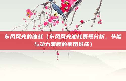 东风风光的油耗(东风风光油耗表现分析,节能与动力兼顾的家用选择)