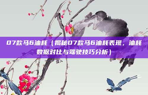 07款马6油耗（揭秘07款马6油耗表现，油耗数据对比与驾驶技巧分析）
