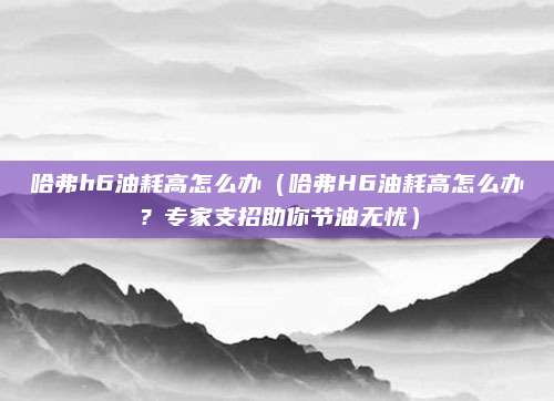 哈弗h6油耗高怎么办(哈弗H6油耗高怎么办?专家支招助你节油无忧)