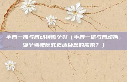 手自一体与自动挡哪个好(手自一体与自动挡,哪个驾驶模式更适合您的需求?)