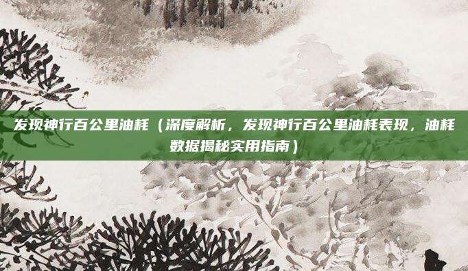 发现神行百公里油耗(深度解析,发现神行百公里油耗表现,油耗数据揭秘实用指南)