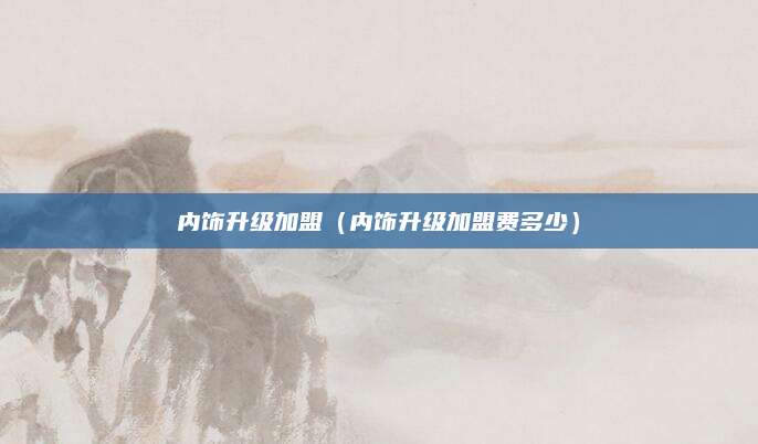 内饰升级加盟(内饰升级加盟费多少)