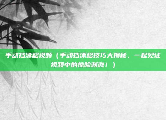 手动挡漂移视频(手动挡漂移技巧大揭秘,一起见证视频中的惊险刺激!)