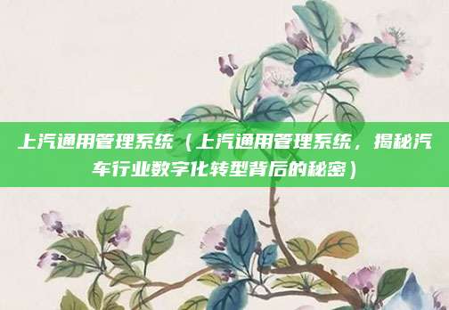 上汽通用管理系统（上汽通用管理系统，揭秘汽车行业数字化转型背后的秘密）