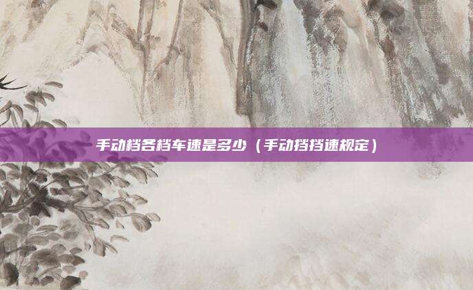 手动档各档车速是多少(手动挡挡速规定)