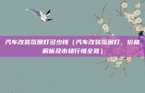 汽车改装氛围灯多少钱(汽车改装氛围灯,价格解析及市场行情全览)