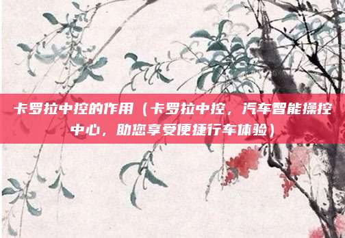 卡罗拉中控的作用（卡罗拉中控，汽车智能操控中心，助您享受便捷行车体验）