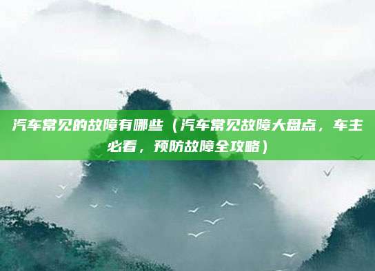 汽车常见的故障有哪些(汽车常见故障大盘点,车主必看,预防故障全攻略)